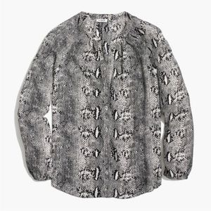 J. Crew Factory Blouse Snake Print Chiffon Lightweight Long Sleeve Womens S